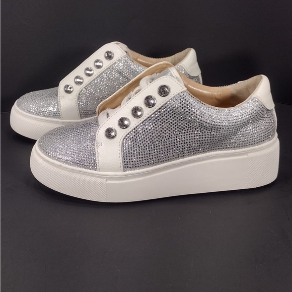 Alex Marie Silver and White High-Top Sneakers size 5 pre owned Exellent cond - Picture 3 of 10